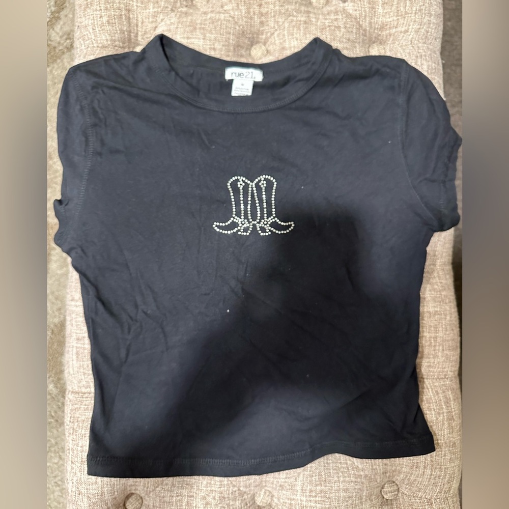 NWT Western Cowboy Boots Crop Tee
